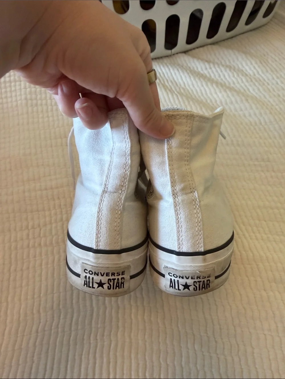Converse High Top Platform Sneakers - White with Black Trim
